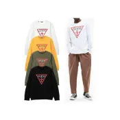 (店+)【GUESS】GUESS LOGO SWEATSHIRT 膠印 倒三角 LOGO 大學T 衛衣 白 黑 灰 毛巾布 經典款 台灣公司貨