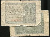 POLAND (波蘭紙鈔)， P99 ， 1-ZLORT ， 1941 ，品相下G 
