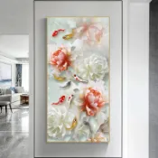 小胖達生活百貨 Eternity北歐裝飾畫 牡丹花富貴花開客廳玄關走廊掛畫 餐廳壁畫實木框畫無框畫帶框畫