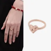 【agnes b.】bijoux 女款 925純銀 雕刻心形戒指 玫瑰金