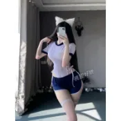 性感日系死庫水學生體操服網紅高開叉連體緊身衣綁帶游泳衣套裝女O95KR【宜家良品百貨】