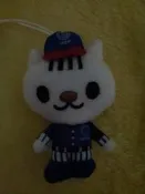 F--OPEN醬布製小吊飾-條碼貓