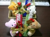 報喜小熊~2款長毛熊&杯墊糖袋.加價換心型巧克力.結婚禮小物二次進場送客禮品情人節贈品