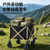 露營車家用取快遞推車買菜車搬運購物兒童露營露營拖車折疊工具車