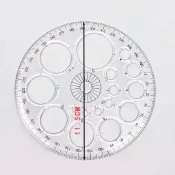 【360°圓形量角器模板尺】多功能繪圖設計尺｜全圓弧度尺・學生量角器・製圖模板・透明圓形繪圖工具