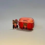 ⚡熱銷上新⚡卡通紅格紋蒙奇奇適用AirPods1/2/3/4代蘋果耳機殼pro2/3代華強北