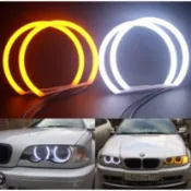 卡嗶車燈 適用於 E36/E38/E39/E46 全車系原廠大燈專用套裝 131MM 4圈裝 白+黃 雙色 棉光圈