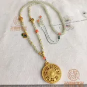 🙏🏻結緣小物🙏🏻唐卡鏈 佛牌 珠鍊 招貴人 天然原石珠鏈沙金吊墜中國風新中式項鏈八寶羅盤繩子古法繩