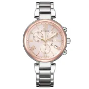 CITIZEN 星辰錶 XC 玫瑰金框不銹鋼女錶  三眼計時x日期顯示 35mm FB1455-50W 原廠公司貨