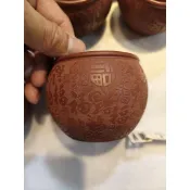 百福手工杯#天然原礦紅朱泥#古早水缸造型#主人杯#手工杯
