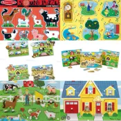 二手【多款可選】✨ 美國瑪莉莎 Melissa & Doug 木製有聲拼圖 農場動物 樂器 日常情境