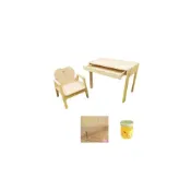 (店+)REAL實木玩家(mini三階段成長桌椅組+桌墊+護木油)