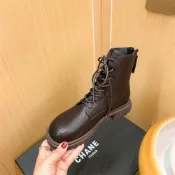 【時尚🎀好穿】新品🔥真皮馬丁靴女英倫風2026秋季百搭圓頭厚底機車靴子後拉鏈短靴防滑 顯瘦百搭女靴