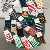 春秋冬潮流中筒花朵新品泫雅風批發Marimekko芬蘭女襪子棉襪彩色