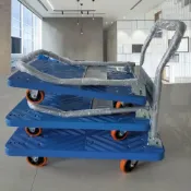 (店+)便攜購物車手拉車拖車手推車搬運車平板車家用9060塑膠平板手推車