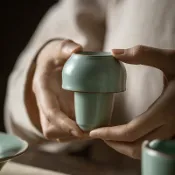 汝窯開片聞香杯 陶瓷功夫茶具 品茗杯 茶道培訓 茶藝考試 單杯套組 茶席必備