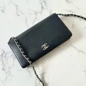 中古包 Chanel魚子醬雕花銀扣WOC 斜背包 側背包 單肩包 錢包皮夾
