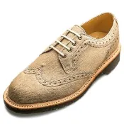 【Dr.Martens】馬汀 BEVERLEY 英國雕花平底4孔綁帶馬毛牛津鞋 米色休閒 馬丁紳士皮鞋 女16037701