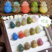 芸森林手作材料 隨機出貨不挑 天然緋紅鹽源瑪瑙「旺來 鳳梨 菠蘿」瑪瑙玉髓 編繩配件 串珠材料 手作娘 diy配件
