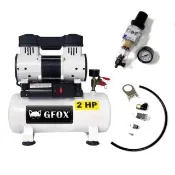 【GFOX】輕巧無油式空壓機2HP 8L(UF-700-8L白色主機+FR202濾水器+掛件套組)