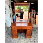 香榭二手家具*正樟木全實木3.5尺 大鏡面化粧台-鏡台-化妝台-化妝檯-化妝桌-梳妝台-梳妝檯-梳妝桌-鏡檯-原木鏡桌