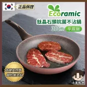 💖韓國正品現貨💖【小李の嚴選】韓國Ecoramic鈦晶石頭抗菌30cm平底不沾鍋(單支)｜平底鍋 不沾鍋 炒鍋 煎鍋