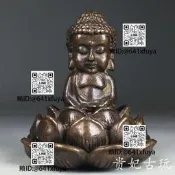 復古紫銅碉克坐禪小沙彌擺銅器加鞠工鳳招財納福裝飾榀臺寵