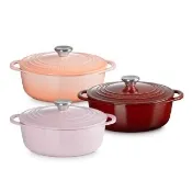 【Le Creuset】BIS琺瑯鑄鐵鍋圓鍋 22cm(櫻桃紅/蜜桃橙/醇酒紅/雪紡粉 4色選1)