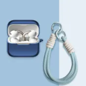 適用於Soundcore AeroClip2藍牙耳機殼 防摔殼 保護殼 聲闊AeroClip保護套 純色矽膠軟殼 附掛繩