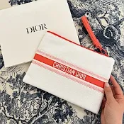 DIOR 珊瑚橘毛巾絨手拿包｜化妝包・旅行收納包