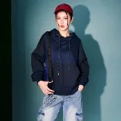 【MAJOR MADE】M字雙材質拼接口袋帽T(長袖上衣/連帽上衣/潮流帽T)