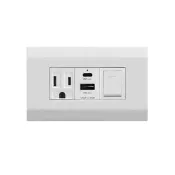 【易智快充】磐石系列-國際牌™ Panasonic™ DECO LITE™面板 25W USB快充插座(AC安全插座+25W USB+開關)