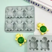 A【店鋪熱銷】6連烏龜造型硅膠模具果凍 巧克力布丁烘焙冰塊滴膠龜苓膏模具皂模