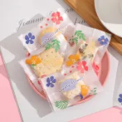 【芳焙】(隔日) 7*10 雪花酥包裝袋 漂亮花花雪Q餅袋 牛軋餅袋 餅乾包裝袋 手工餅乾袋雪花酥機封袋 機封袋