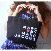 兔日殿~日本sweet雜誌附錄 Marc by Marc Jacobs 黑色簡約時尚帆布托特包 50583 手提包手提袋