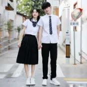 學院風夏季套裝高中初中學生女生校服班服畢業照白襯衫制服表演服BL97