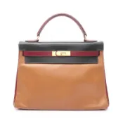【DOKODEMO】【二手】愛馬仕 Kelly 32 手提包，三色NATURALRouge H，內縫線，兩用，Rouge H/Green/ Natura Calf（牛皮）