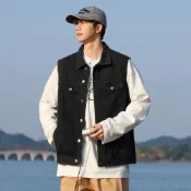 (店+)牛仔背心男女生無袖連帽工裝多口袋運動釣魚坦克防曬透氣防風工作加大尺碼夏季寬肩吸濕排汗外套馬甲男裝牛仔背心夾克
