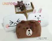 UNIPRO優鋪 【UNIPRO】LINE 公仔 娃娃 兔兔 饅頭人 熊大 絨毛四方零錢包 化妝包 LINE FRIENDS