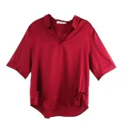 【Chlansilk 闕蘭絹】經典簡約蠶絲上衣(酒紅)