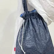 From2j4手工布包_花路肩背包(丹寧變形蟲花紋)