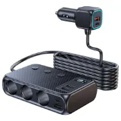 (店+)【WANGKE】171W一對三點煙孔擴充器 汽車車充 QC3.0車充 USB充電 PD快充 電壓檢測 車用擴充點菸器