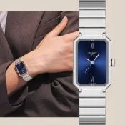 TISSOT 天梭 官方授權 SRV系列 復古簡約方型腕錶 聖誕節 禮物-30x21,8mm藍 T1601101104300