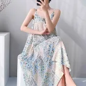 【K.W.】韓國空運輕棉麻波濤花香高品質免穿搭洋裝(小香風/輕量涼感/洋裝/休閒/日系/通勤/渡假)