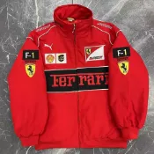 QYYS法拉利刺繡f1賽車服帥氣運動摩托車騎行服機車淘汰飛行服秋冬外套