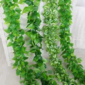 1m ~2.1m 人造植物常春藤懸掛藤蔓房間裝飾,綠色假樹葉藤製婚禮派對裝飾