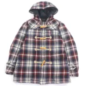 【DOKODEMO】成色極佳的BURBERRY BLACK LABELRED格紋連帽羽絨外套/牛角扣大衣，M 碼，正品男款