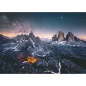 12000256 1000片歐洲進口拼圖 Rav 風景 義大利多洛米蒂星空下的三尖峰 阿爾卑斯山、山屋、銀河夜景