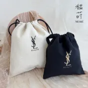 全新-YSL 聖羅蘭 專櫃棉質束口袋／帆布束口防塵袋／收納袋／小巧化妝包-馧莳 Serré