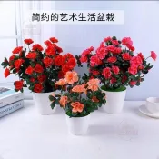 仿真杜鵑花塑料盆栽假花映山紅大把工程花壇佈景商場裝飾舞臺道具 塑料花盆裝飾 假花擺設 居家/辦公室/店面造景bod7oi